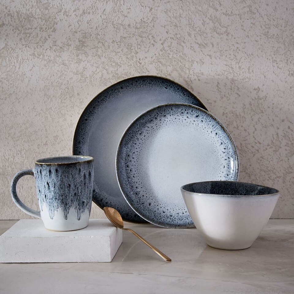 Reactive Glaze Stoneware Dinnerware Black&White West Elm United Kingdom